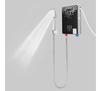 Chauffe-eau électrique 6500 W avec buse de douche, température de l'eau réglable de 30 à 55 °C, montage mural pour douche, noir