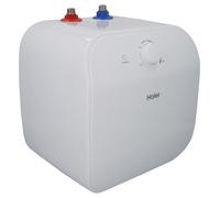 Chauffe-eau électrique Haier, 15 litres - Chauffe-eau sous évier - 1500W Prise européenne - Inclus support mural et soupape de sécurité - Dimensions : 402 x 417 x 433 mm - Blan