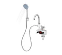 Chauffe-eau électrique instantané LCD - Robinet de cuisine en acier inoxydable - Chauffage instantané avec douche - Pour jardin, garage, extérieur, douche, atelier, camping, caravane
