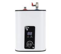 Chauffe-Eau Électrique Mini 8L 1500W, Chauffe-Eau Compact Blanc Noir LED | Acier Inoxydable 304/316, Affichage Numérique 0-65°C, IPX4, pour Cuisine Salle de Bain Lavage Mains Vaisselle Visage Camping