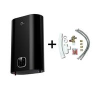 Chauffe Eau Electrique Plat Mural Multipositions Kimoro Noir 100 Litres Sannover + Kit d'Installation Complet NF