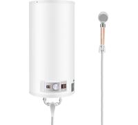 Chauffe-eau électrique vertical de 80 litres - Réservoir mural - 2000W - Écran LED - Température réglable de 25 à 75 °C - Prise européenne - Blanc