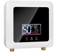 Chauffe-eau électriques 220V 7500W, Chauffe-eau électrique sans réservoir | Petit chauffe-eau instantané électrique économie d'eau Avec écran numérique, Pour cuisine, salle de bain, lavage (White)