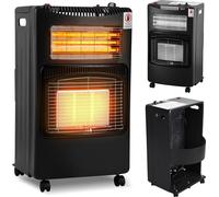 Chauffe-eau hybride Peviasot avec chauffage au quartz, gaz 4,2 kW + électrique 1,2 kW, pliable, équipé de 4 roulettes