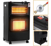 Chauffe-eau hybride Vigevee avec chauffage au quartz, gaz 4,2 kW + électrique 1,2 kW, pliable, équipé de 4 roulettes