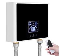 Chauffe-eau instantané 5500 W, écran LED, commandes tactiles, plage de température 30–55 °C, indice de protection IPX4, dimensions : 21×15×5,5 cm
