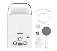 Chauffe-Eau Instantané à Gaz 6l, 12 Kw Portable Pour Camping-Cars Et Caravanes Avec PoignéE Et Pommeau De Douche Pour Douche ExtéRieure Jardin Camping Caravane 40x30x13 Cm
