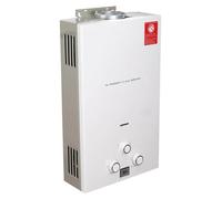 Chauffe-eau instantané à gaz - Chauffe-eau au GPL (propane) - Débit de 16 l - Eau chaude immédiate - Kit de douche d'extérieur pour le camping - Acier inoxydable - Blanc
