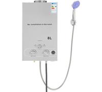 Chauffe-eau instantané à gaz - Montage mural - 8 L - GPL/propane - Allumage automatique 2×1,5 V - Raccord G1/2 (12,7 mm) - Évacuation automatique des gaz brûlés - Rendement ≥80,8 %