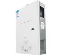 Chauffe-eau instantané au propane - Capacité de 2000 l - Acier inoxydable - CE - Pour l'extérieur/le camping - Avec kit de douche - Blanc