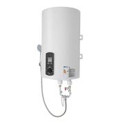 Chauffe-eau mural 30 l - Réservoir d'eau électrique - 2000 W - Blanc | Écran numérique en acier inoxydable, salle de bain, cuisine, hôtel, kit de douchette IPX4, 34 x 57 cm