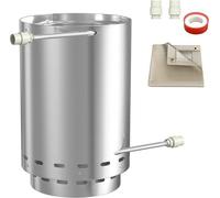 Chauffe-eau pour piscine à bois, cuve à foyer en acier avec une spirale de chauffage de 14 mètres, raccords de 32/38 mm, grille de ventilation perforée et bac à cendres. Chauffage pour feux de camp et