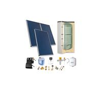 Chauffe-eau solaire : 3 capteurs solaires toiture plate + ballon ECS 300L double échangeur - - PSOLECSP33TP