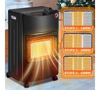 Chauffe-gaz Ikodm 4200W, en céramique, avec 3 niveaux de puissance, système de sécurité anti-débordement et protection contre le basculement, comprenant un régulateur de pression et un tuyau, équipé d