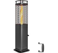 Chauffe-patio mobile - gaz butane - 13.000 W - allumage piézoélectrique - anti-basculement - roulettes - 82×82×222 cm - noir