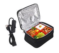 chauffe-plats 12 V,Four portable, sac à déjeuner avec chargement USB pour micro-ondes portable, doublure en film d'aluminium, boîte à déjeuner chauffante avec 2 méthodes de chauffage.