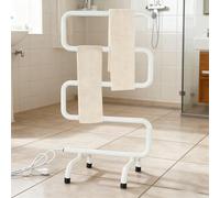 Chauffe Serviette électrique Salle De Bain sur Pied, Sèche-Serviettes électrique avec Radiateur Basse Consommation 65w avec LED Indicateur Lumineux Support De Séchage De Linge Type S (White, 220V)