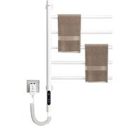Chauffe-Serviettes Mural électrique Pivotant à 180° avec Minuterie Intégrée Et Contrôle De La Température pour Salon De Coiffure Et De Beauté, White, 42 * 66 * 7cm
