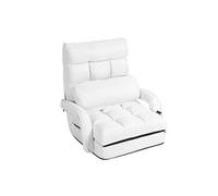 chauffeuse 1 place blanche 167 x 71 x 12 cm en tissu avec oreiller,5 positions disponibles