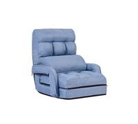 chauffeuse 1 place convertible bleu 167 x 71 x 12cm en tissu avec oreiller,5 positions disponibles
