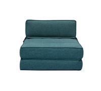 Chauffeuse 1 place convertible en tissu bleu canard KATY