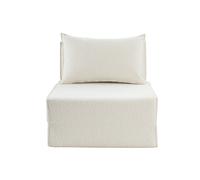 Chauffeuse 1 place convertible en tissu effet laine bou blanc VICTOR