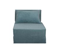 Chauffeuse 1 place convertible en tissu effet velours bleu VICTOR