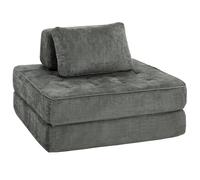 HOMCOM Canapé-Lit Pliant 2 en 1 Chauffeuse 1 Place en Chenille Gris