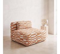 Chauffeuse 1 place pour canapé modulable en tissu polyester jacquard écru et ocre - 102 cm 102x74x91cm Blanc