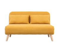 Chauffeuse 2 places convertible en tissu effet velours moutarde amiko