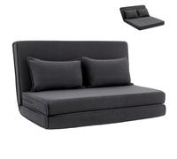 Chauffeuse 2 places convertible - HOMCOM - dossier réglable, assise large et 2 oreillers - velours côtelé - 135x88x74cm - gris foncé