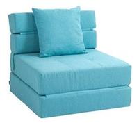 HOMCOM Fauteuil convertible 1 place fauteuil lit chauffeuse 1 place - coussin déhoussable inclus - chaise de sol pour invités, salon, charge 120 kg, bleu