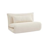 Chauffeuse convertible 2 places en bouclette texturée blanc cassé L 120 x P 80 x H 66 cm - Fleeep