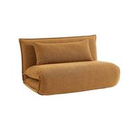 Chauffeuse convertible 2 places en bouclette texturée moutarde L 120 x P 80 x H 66 cm - Fleeep