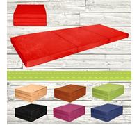 Chauffeuse couchage d'appoint matelas pliant lit d'invité futon 195x80x9cm ROUGE