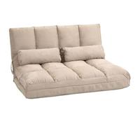 Chauffeuse - matelas d'appoint pliant - fauteuil convertible - inclinaison dossier réglable 14 positions - 2 coussins inclus - polyester aspect suédé beige Beige G