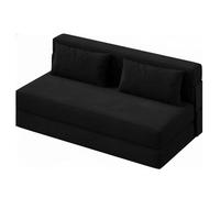 Chauffeuse lit Convertible 2 Places en Velours Côtelé,2 in 1 Canapé lit Convertible avec 2 Oreillers,Housse Détachable,Polyuréthane Rembourrage,Fauteuil lit pour Chambre,Salon(200X150X15cm,Noir)