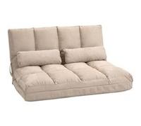 Chauffeuse - matelas d'appoint pliant - fauteuil convertible - inclinaison dossier réglable 14 positions - 2 coussins inclus - polyester aspect suédé beige Beige G