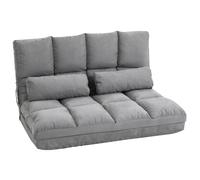 Chauffeuse matelas - HOMCOM - appoint pliant fauteuil convertible dossier réglable 2 coussins - polyester - gris