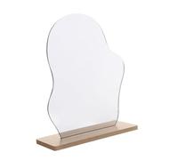 ChAusa Miroir de Maquillage en Acrylique 24x19cm Miroir Organique | Miroir Maquillage,Miroir Aesthetic,Sans Cadre Forme Irrégulière,Base Amovible en Bois pour Chambre Salon Dessus de Bureau