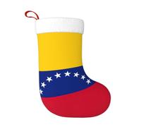 Chaussette de Noël à suspendre avec drapeau du Venezuela | Sac décoratif pour cheminée de famille avec bonhomme de neige Père Noël