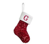 Chaussette de Noël en sequins,lettre brodée,personnalisable,décoration | Tissu pailleté, broderie A-Z, revers côtelé, suspension facile, réutilisable,cadeau