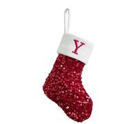 Chaussette de Noël en sequins,lettre brodée,personnalisable,décoration | Tissu pailleté, broderie A-Z, revers côtelé, suspension facile, réutilisable,cadeau