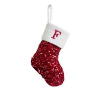 Chaussette de Noël en sequins,lettre brodée,personnalisable,décoration | Tissu pailleté, broderie A-Z, revers côtelé, suspension facile, réutilisable,cadeau