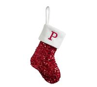 Chaussette de Noël en sequins,lettre brodée,personnalisable,décoration | Tissu pailleté, broderie A-Z, revers côtelé, suspension facile, réutilisable,cadeau