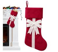 Chaussette De Noël Mignonnes Décorations Chaussette En Velours Avec Nœud | Sacs chaussettes de Noël Pour Cheminée Manteau Sapin Chocolats Cadeaux Surprises Garnitures Fête Familiale De