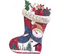 Pearl Chaussette décorative en bois - motif Bonhomme de neige