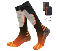 Chaussettes Chauffantes Homme Femme, 2×5V 5000mAh Batterie Rechargeable | 4 Niveaux de Chauffe, Chaleur Jusqu'à 60℃, Lavables Unisexe Chauffe Pieds, Chaussettes Chaudes pour Ski Camping Cyclisme Moto