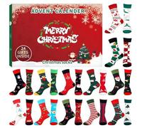 Chaussettes de calendrier de l'avent avec différents motifs de Noël, bas de Noël, compte à rebours 24 jours