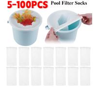 Chaussettes d'écumoire de piscine en nylon élastique, maille de filtre de piscine, chaussettes de stockage de feuilles de débris, panier d'écumoire, 100-5 pièces 5PCS